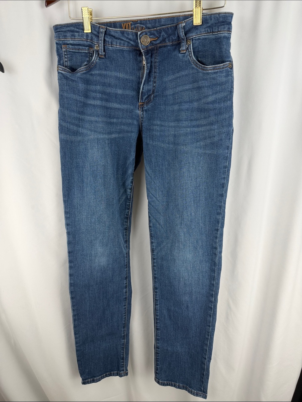 Kut from The Cloth Women's Slim Straight Jeans in Medium Blue Wash